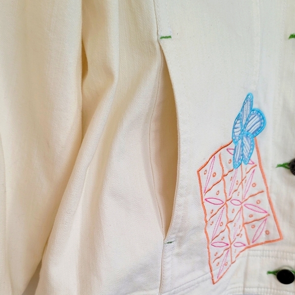 Blassport Cream Denim Embroidered Jacket - Picture 12 of 15